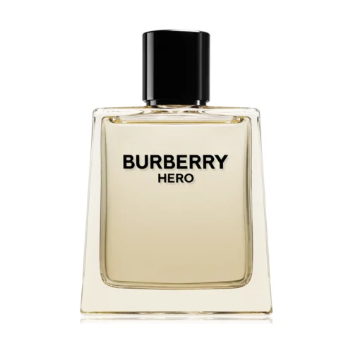 Elegancki flakon perfum Burberry Hero Eau de Toilette 100ml na neutralnym tle.
