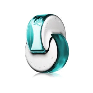 Turkusowy flakon Bvlgari Omnia Paraiba 65 ml o kształcie splecionych pierścieni, symbolizujący egzotykę.