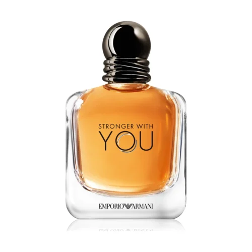 Stylowy flakon perfum Emporio Armani Stronger With You Eau de Toilette 100ml na eleganckim, ciemnym tle.