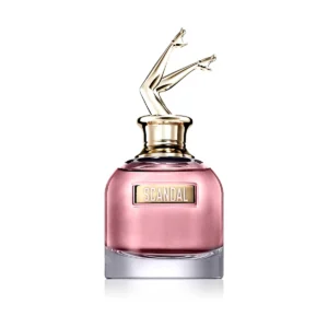 Flakon So Scandal! 80 ml z charakterystycznymi nogami w kolorze głębokiej maliny.