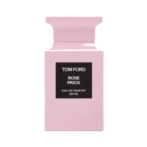 Woda perfumowana Tom Ford Rose Prick 100 ml w pudrowo-różowym flakonie obok pudełek