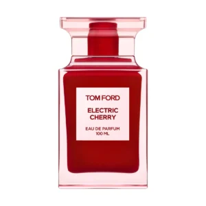 Elegancki flakon Tom Ford Electric Cherry Eau de Parfum 100ml na tle nowoczesnego, artystycznego oświetlenia.