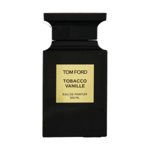 Elegancki, ciemny flakon perfum Tom Ford Tobacco Vanille Eau de Parfum 100ml na luksusowym tle.