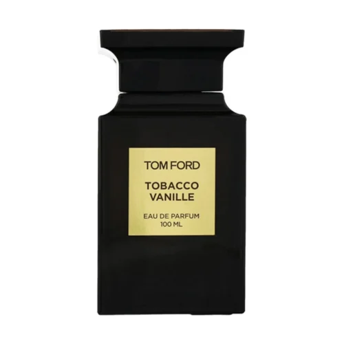 Elegancki, ciemny flakon perfum Tom Ford Tobacco Vanille Eau de Parfum 100ml na luksusowym tle.