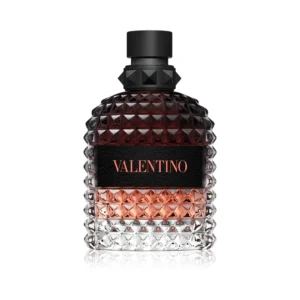 Flakon Valentino Uomo Born In Roma Coral Fantasy EDT 100ml w pomarańczowym odcieniu z ćwiekami.